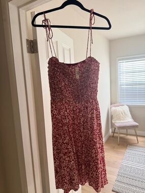 Madewell Red Floral Tie-Strap Mini Dress